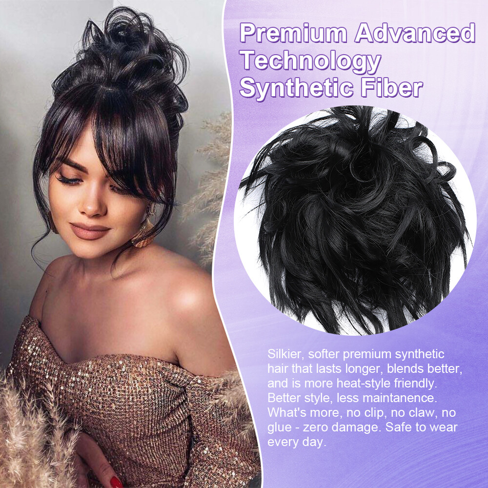 Curly Messy Bun Hair Piece Scrunchie Updo Cover Hair Extensions Natural As Human