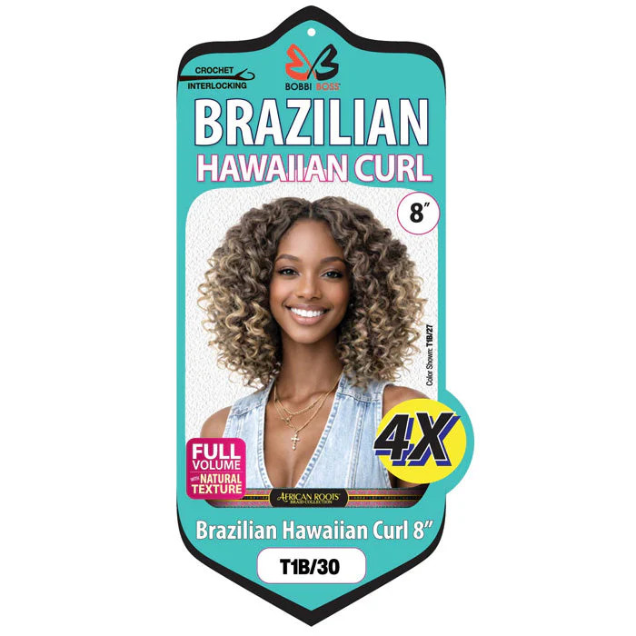 Bobbi Boss Brazilian Pre-Looped Crochet Braids – HAWAIIAN CURL 8″ 4X