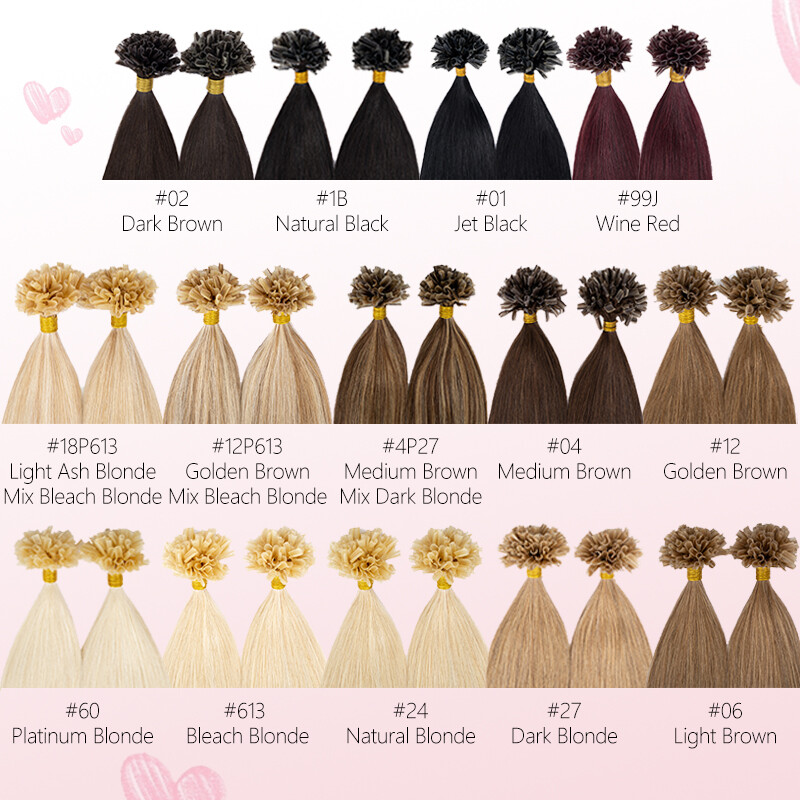 Nail U Tip 100% Real Remy Human Hair Extensions Pre Bonded Thick 1g/strand Hair