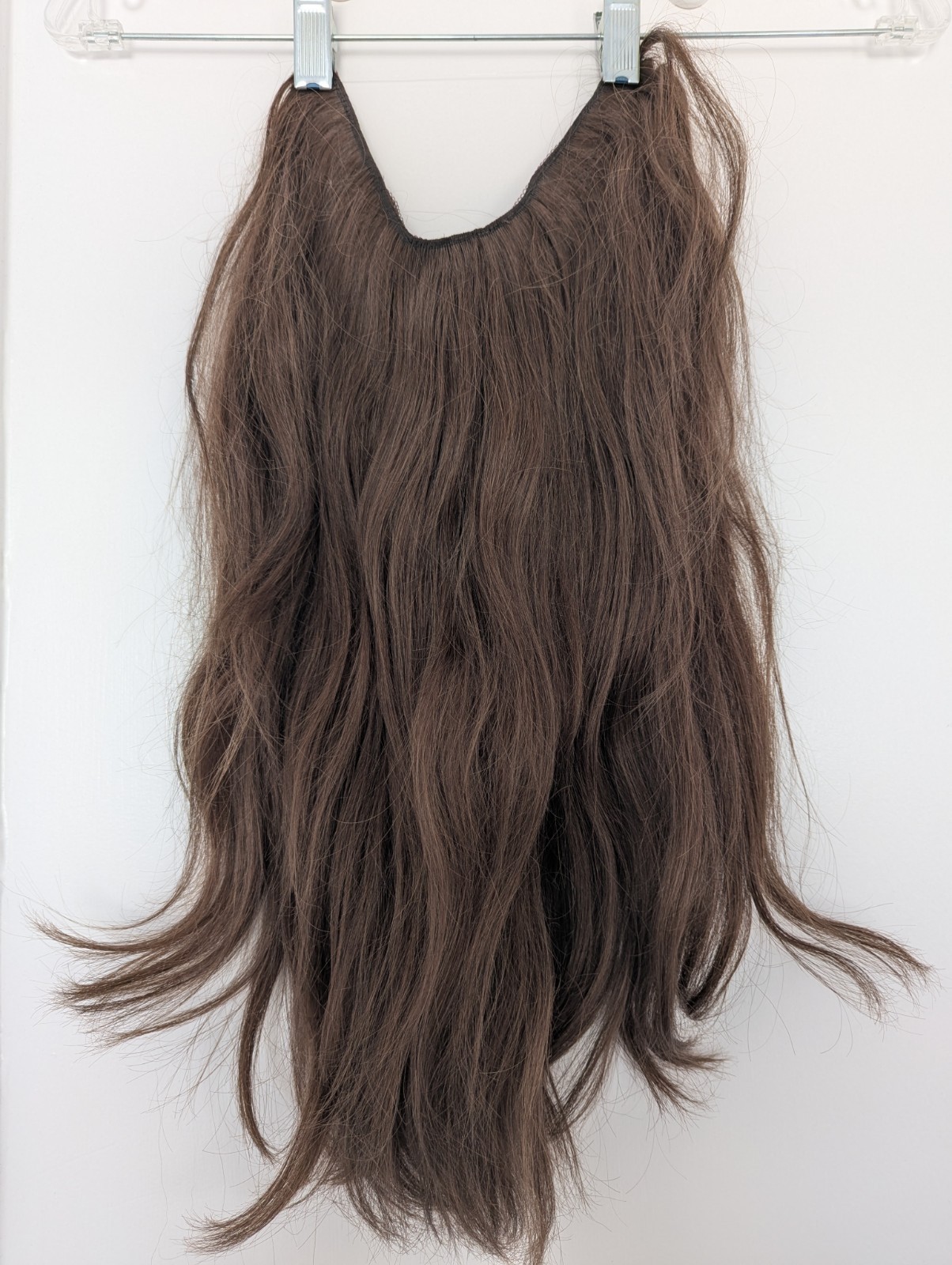 Hidden Crown Halo Hair Extension 18” Real Human Hair Medium Brown #3 Weft Piece