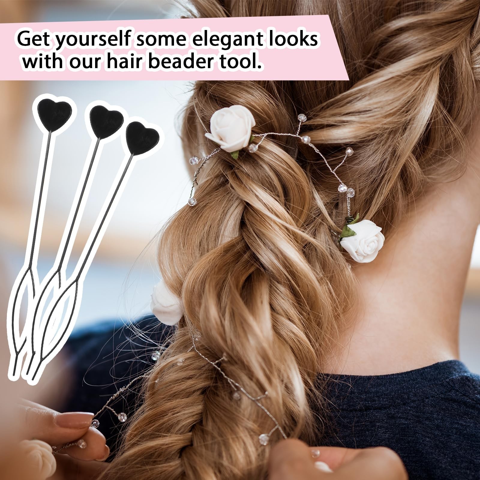 12 PCS Quick Hair Beader Tool, Black Beaders for Braids, For Girls Women Pony…