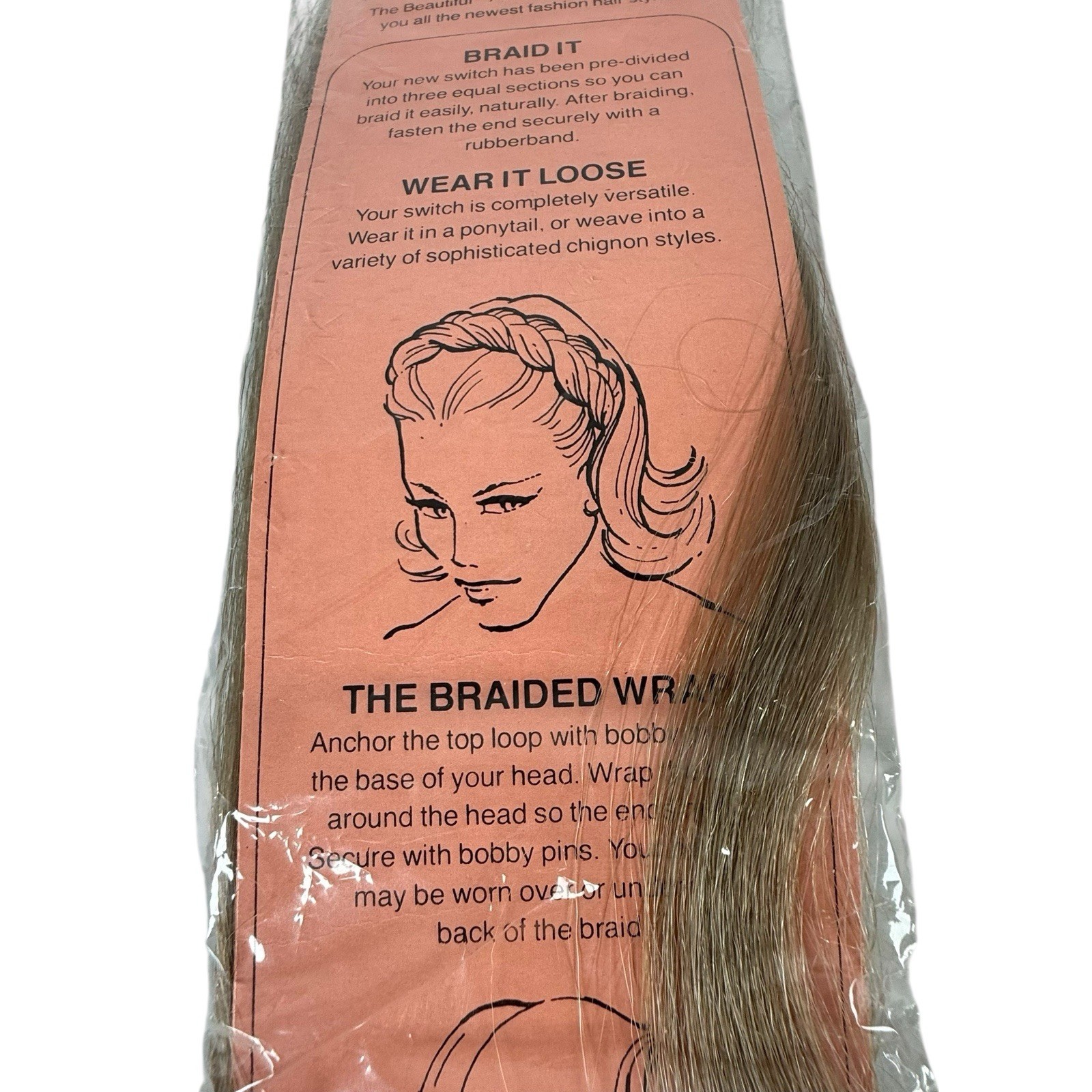 Vintage Eva Gabor Hair Extension Braid One Up Artelle Switch Modacrylic 28”