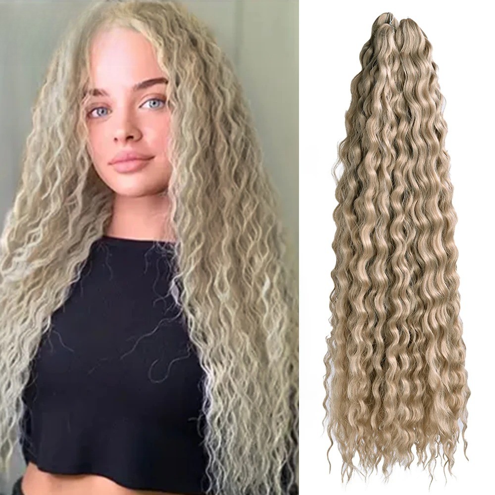 22Inch Ombre Blonde Ariel Curl Water Wave Synthetic Braiding Hair Extensions