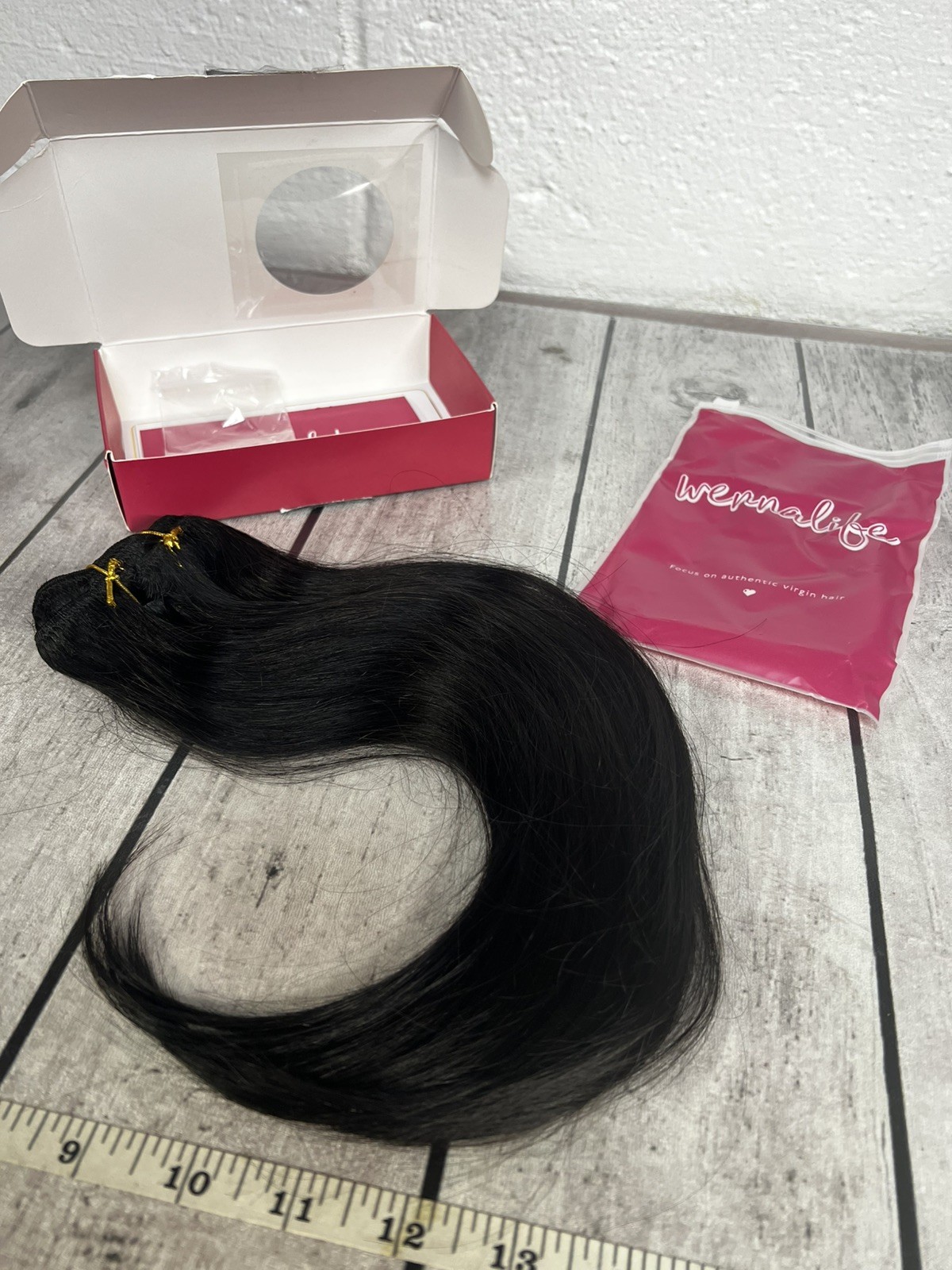WENNALIFE Clip in Hair Extensions Real Human Hair, 14 Inch 120g 7pcs J:1B