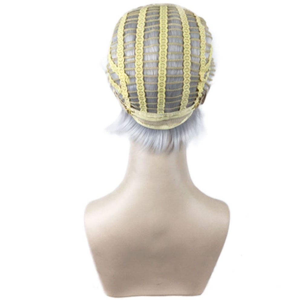 Silver Grey Short Curly Hair Wig Wig Cover for Women Celebration