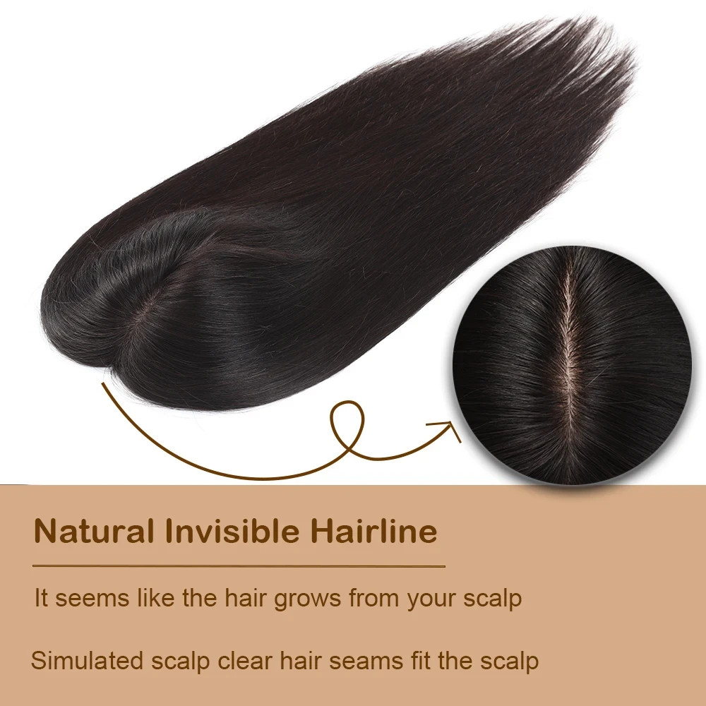 100% human hair Topper 16x18cm Remy Hair Silk Top Hand Tied Hair ready to wear