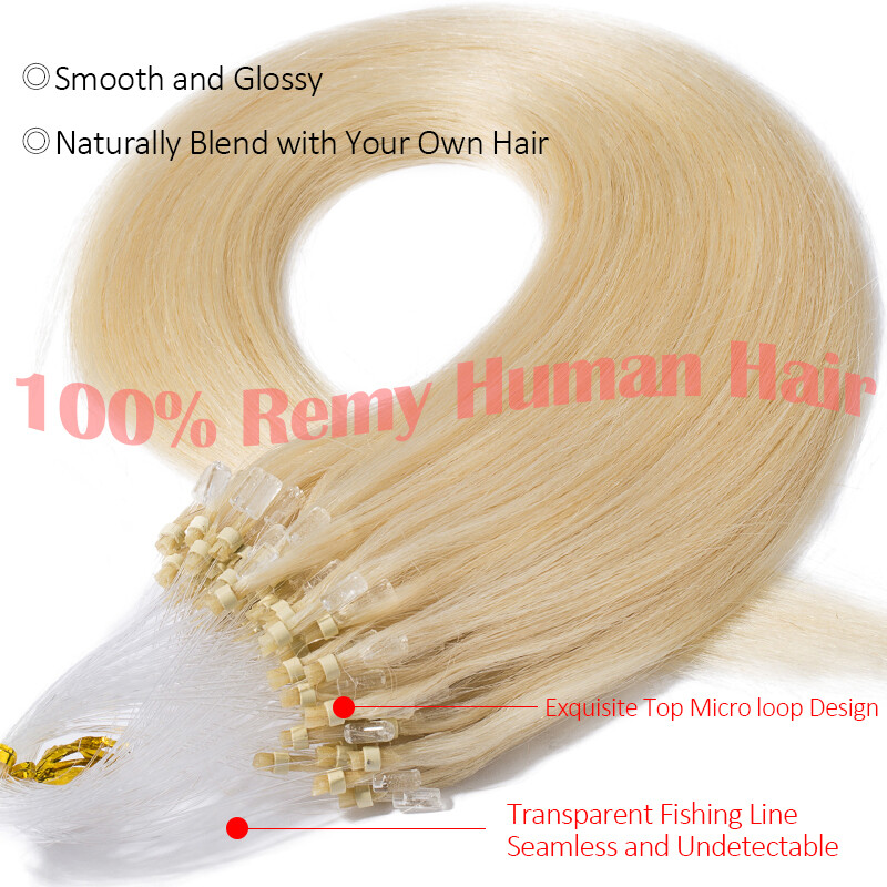CLEARANCE Micro Beads Ring Loop Human Hair Extensions Real Remy Hair Highlight
