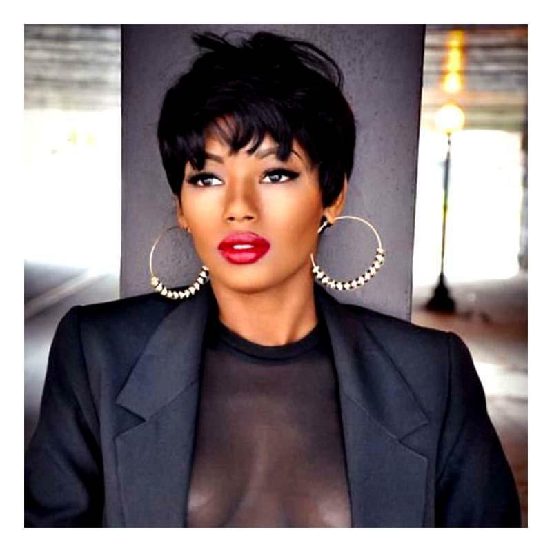 Natural Color Pixie Short Human Hair Wigs for Women Straight Pixie Cut Wigs