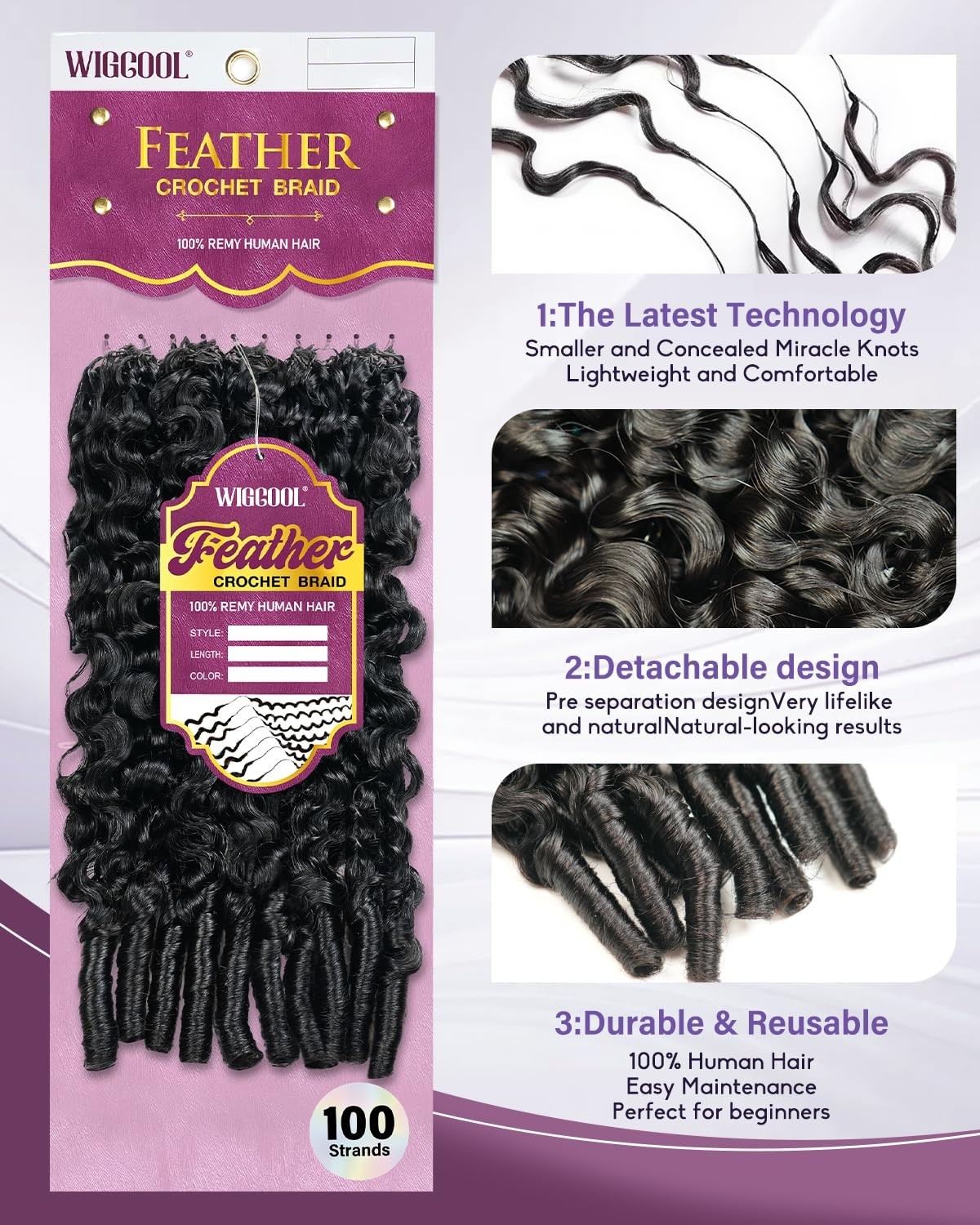 20″ Burmese Curly Crochet Hair for Black Women – 120g, 100 Strands, Pre-Separate