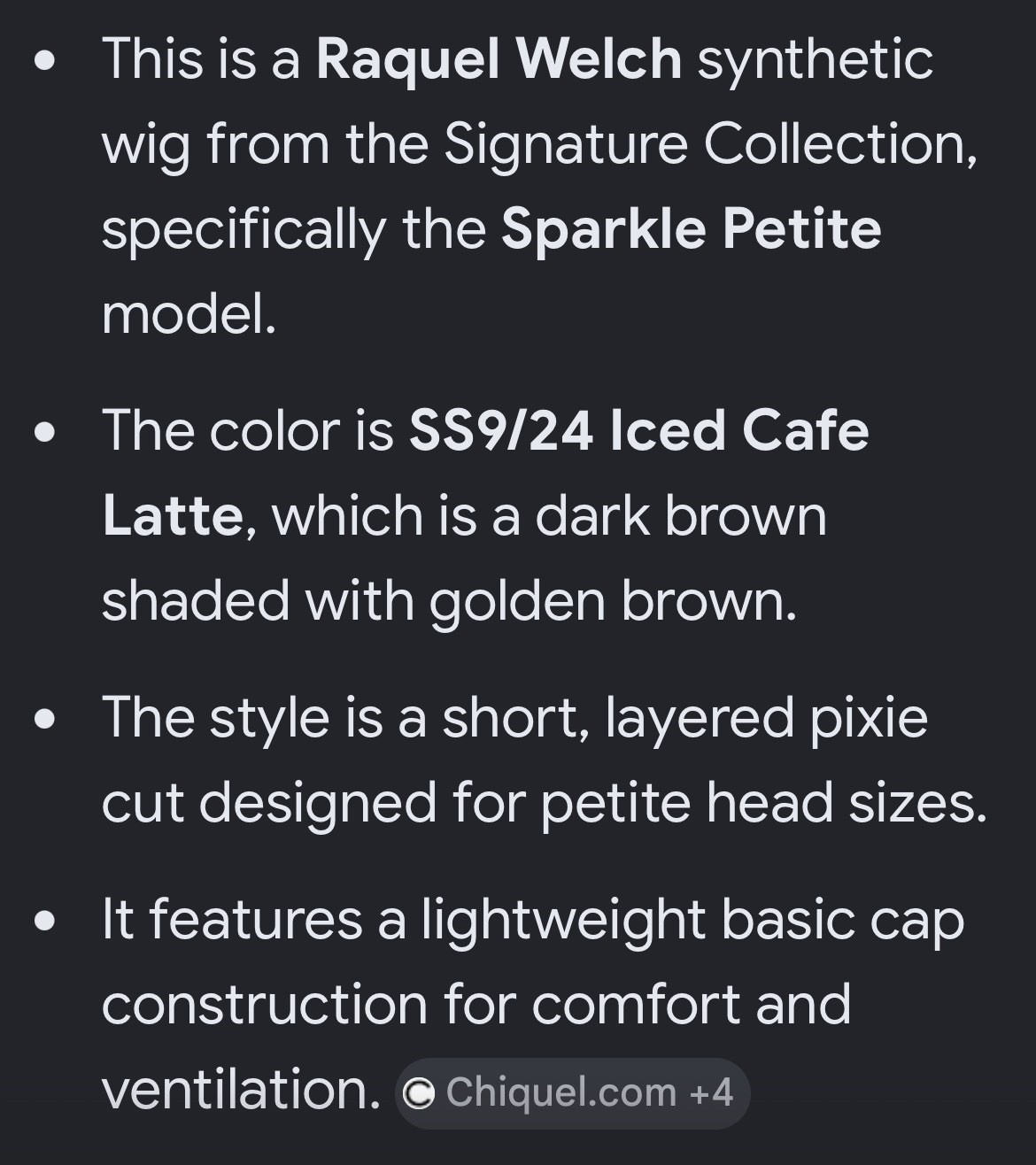 NWT – Raquel Welch Synthetic Wig SS9/24 Iced Cafe Latte