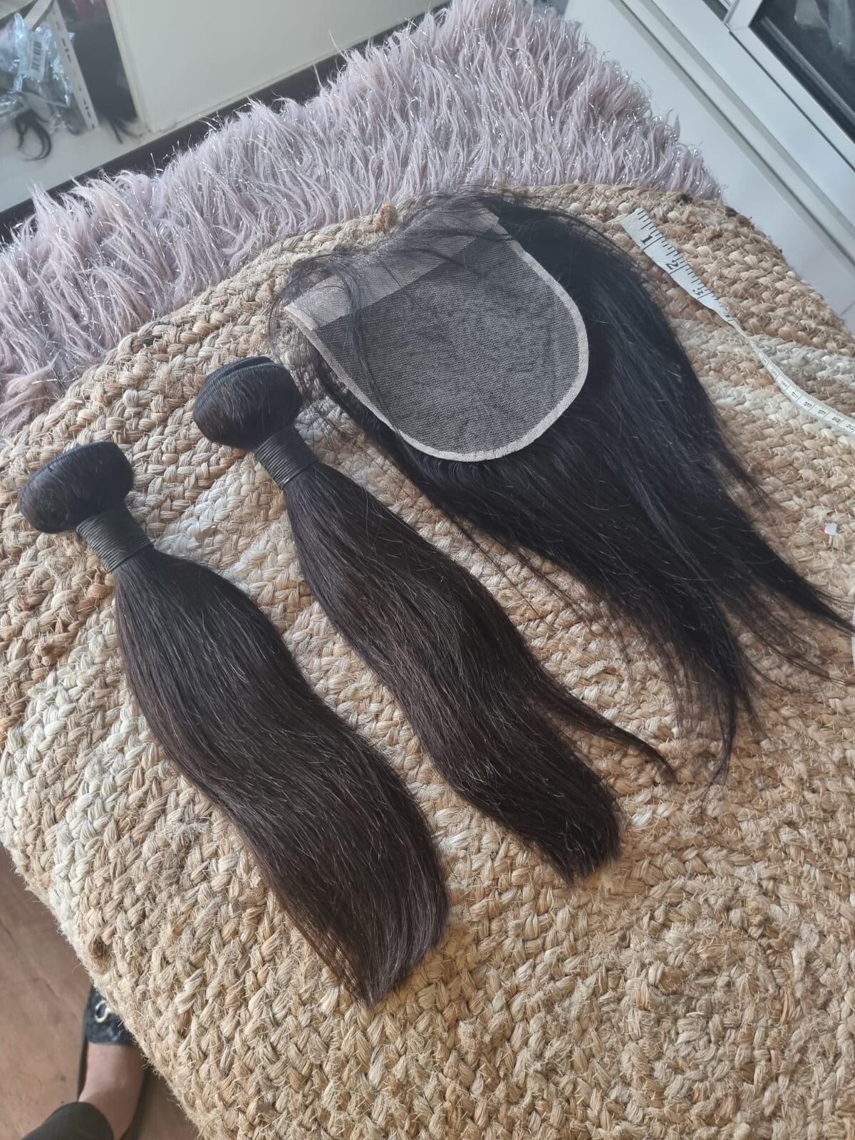 12A STRAIGHT BRAZILIAN VIRGIN HUMAN HAIR 14+14&14INCH 6X6 CLOSURE 260g COLOR 1B#