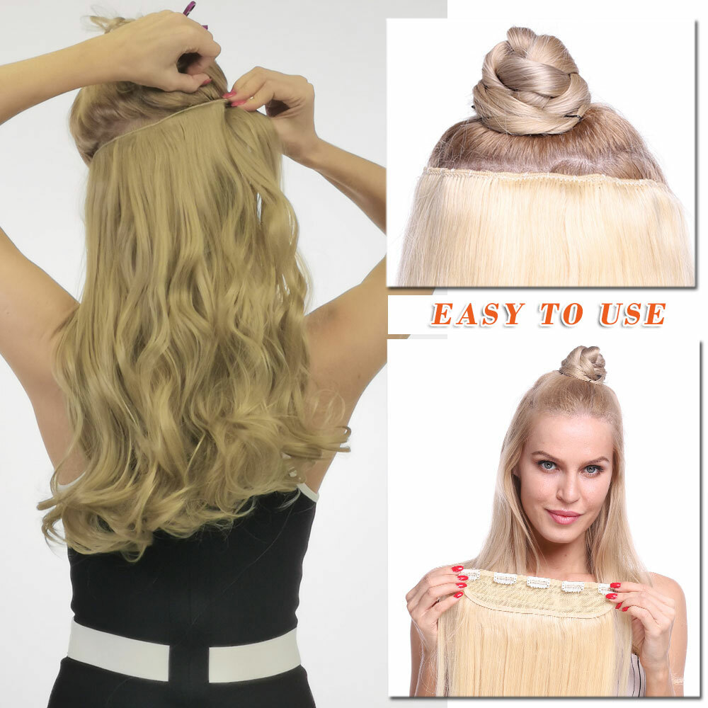 US CLEARANCE 1Pcs Real Natural Clip in Hair Extensions Full Head Long as Human