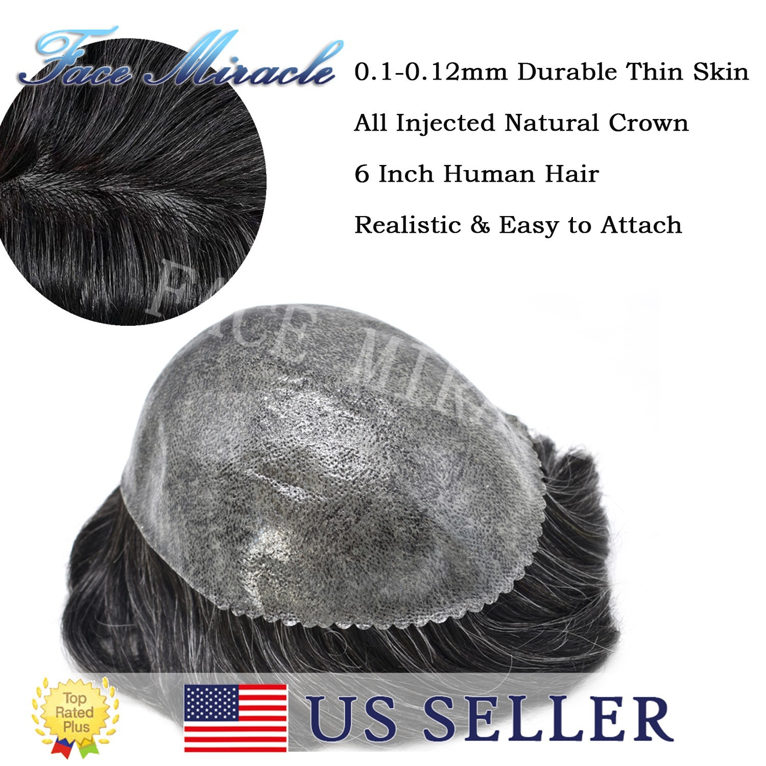 Toupee for Men All Poly Mens Human Hairpieces 0.1MM Thin Skin Hair Replacement