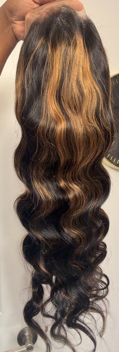 360Lace Front Wig Free-Part Black & Light Brown Body Wave Adjustable Strap Women