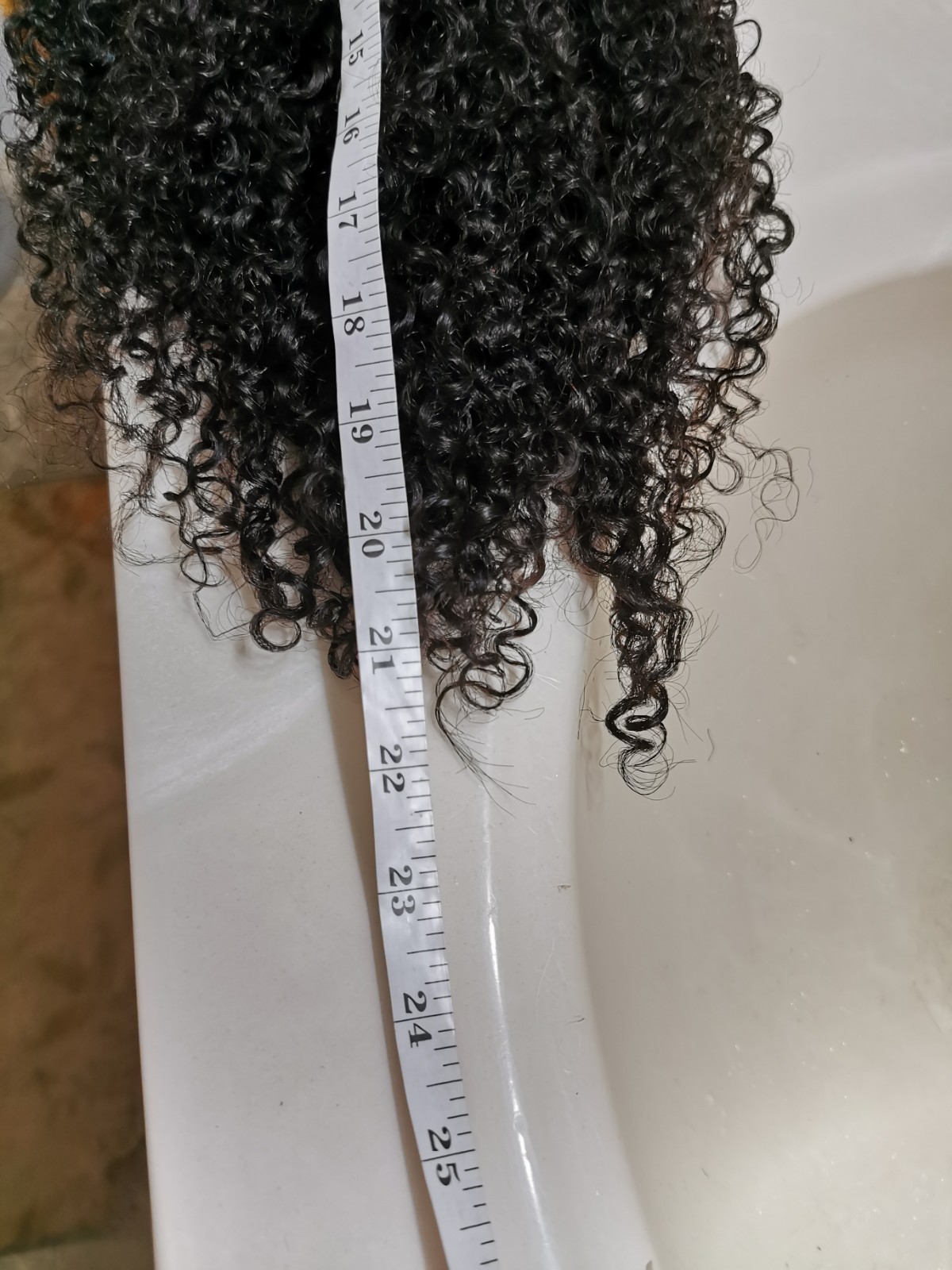 High Quality Natural Black Kinky Curly Human Hair Glueless Lace Closure Wig 24″