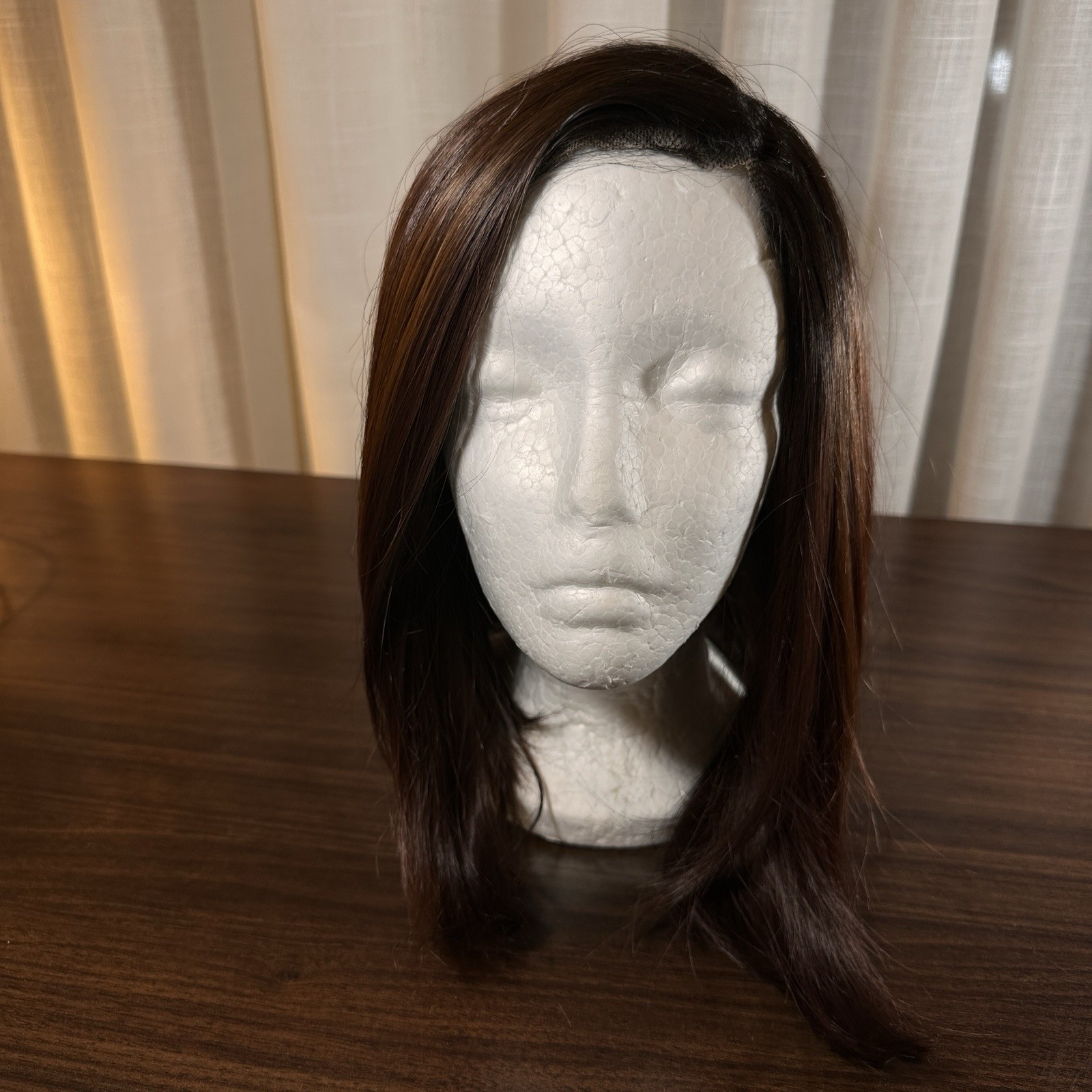 Brown Shoulder Length Synthetic Lace Front Wig Adjustable Natural Style