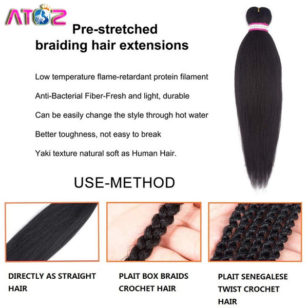 4Pcs Ombre Braiding Hair Pre Stretched 1B/30 Ombre Brown Braids Hair Extensions