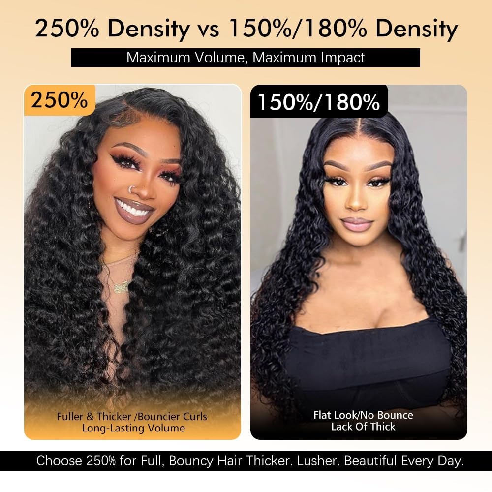 24 Inch 7×6 Deep Wave Glueless Wig, Pre-Plucked, 250% Density, Natural Color for
