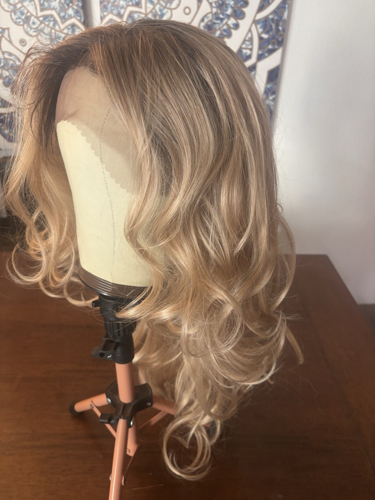 Lace Front Synthetic Wig Body Wave & Glueless Lace Blonde Rooted Wig Heat Safe
