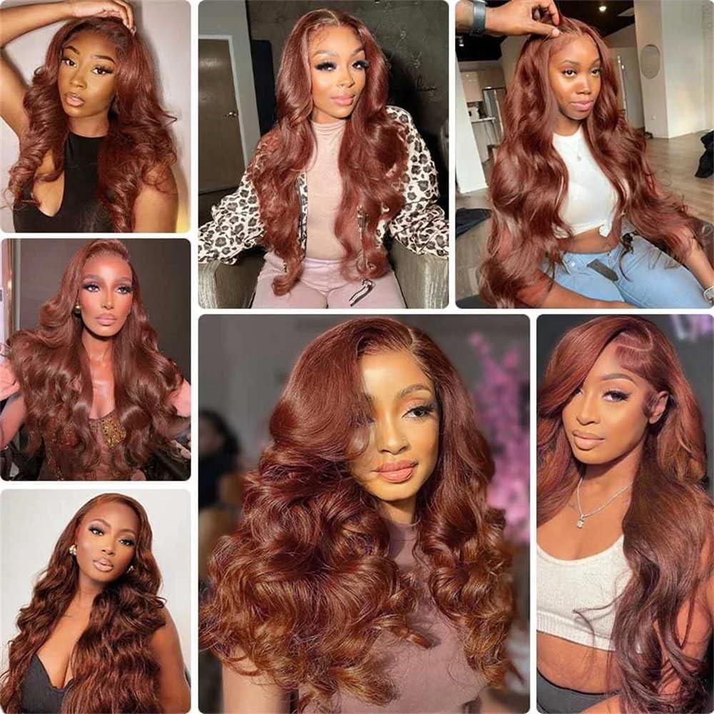 Human Hair Bundles Body Wave Reddish Brown 18 20 22 Inch 3pcs Weave
