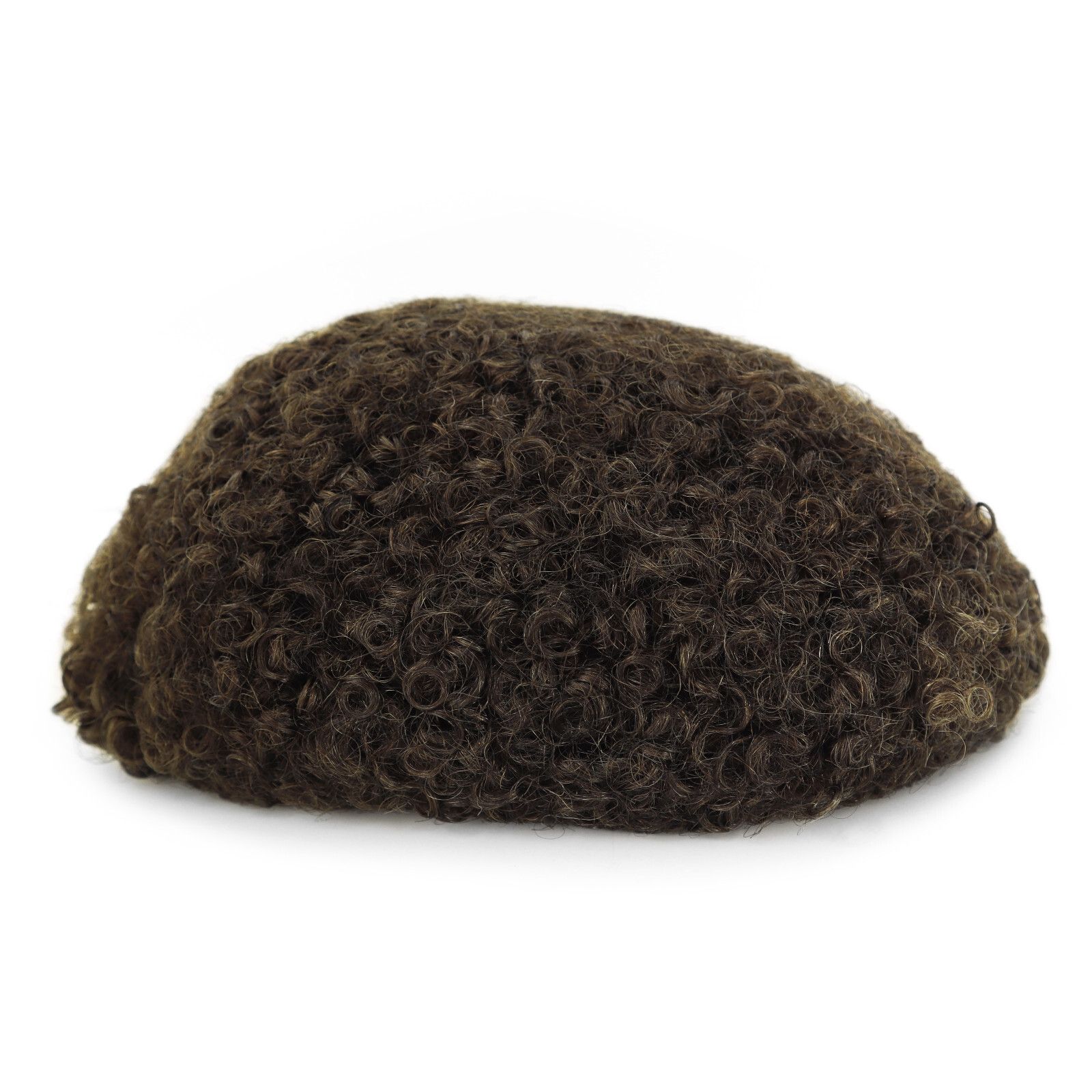Natural Mens Human Hair Replacement All Thin Skin Toupee Curly Hairpiece 10mm #3