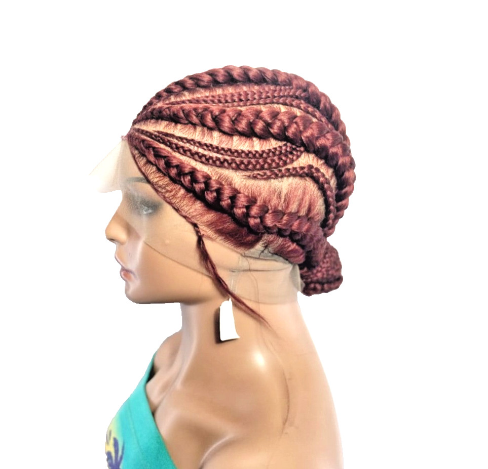 Bun Braided Wig. Natural Brush Cornrow Braids. Full Lace with Baby Hair.
