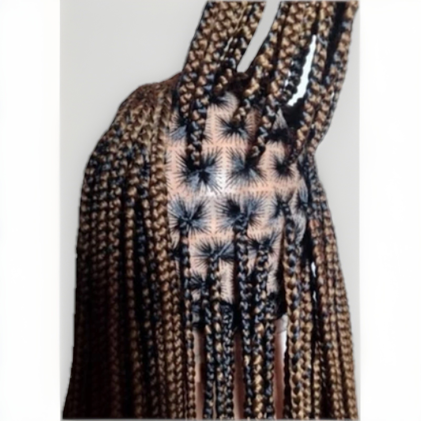 Black and Brown Braided Wig Cornrow Individual Braids Full Lace Baby Hair -36in