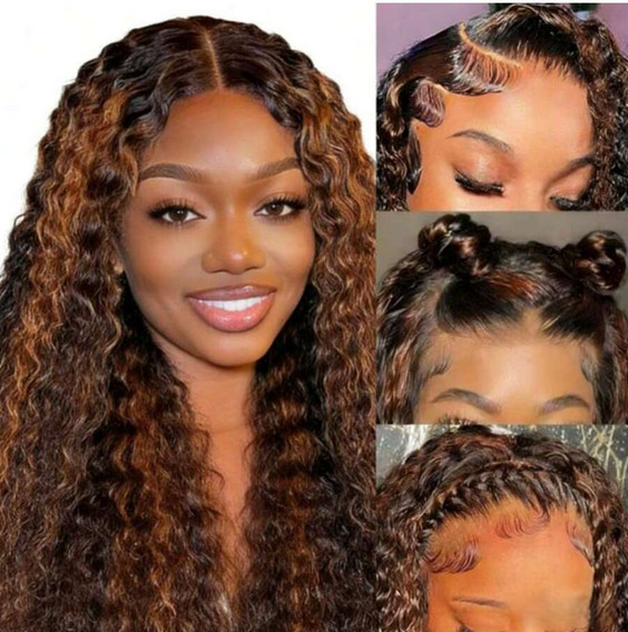 13×4 Deep Wave 250% Density Ombre 1B/30 Transparent Lace Wigs Human Hair