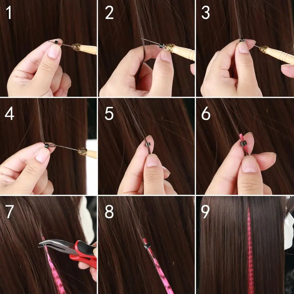 Heat Resistant Synthetic I-Tip Faux Feather Hair Extensions Pack For Women