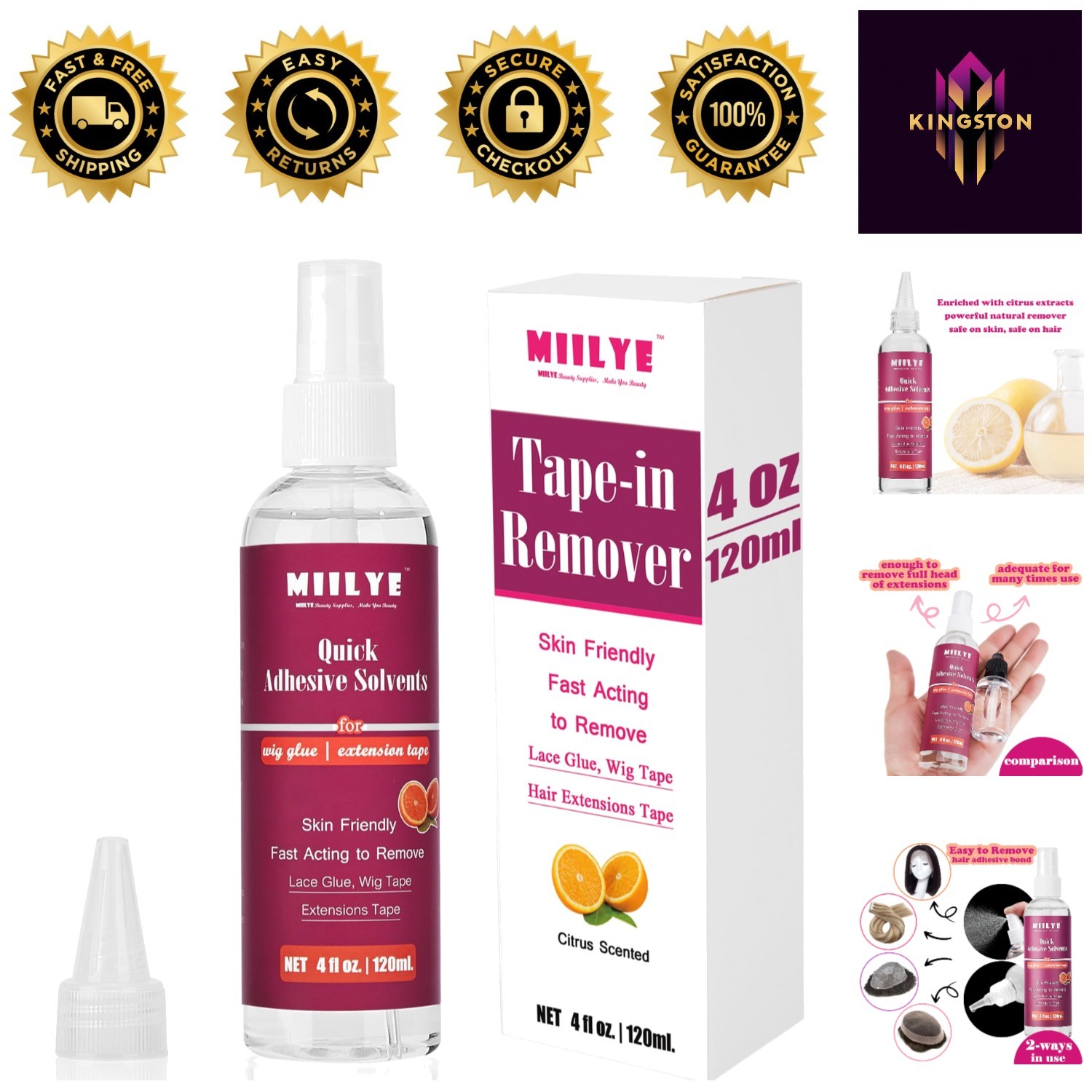 Tape In Remover Spray 4OZ – Quick Removal of Hair Extensions & Wig Glue