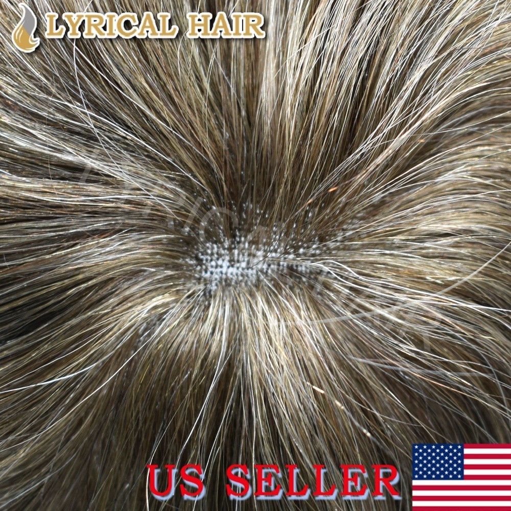 Lyrical Hair Mens Toupee French Lace Front PU Skin Human Hair Replacement System