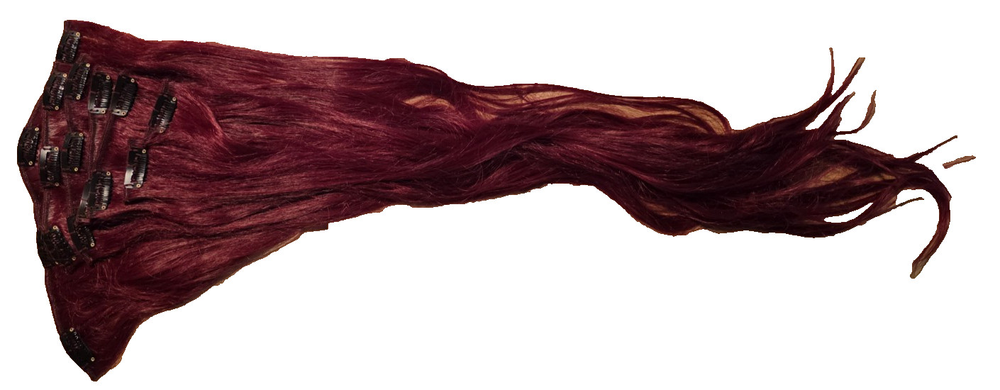 Burgundy Clip in Hair Extensions Full Shine Remy Human Hair 26 Inch 120g 7Pcs