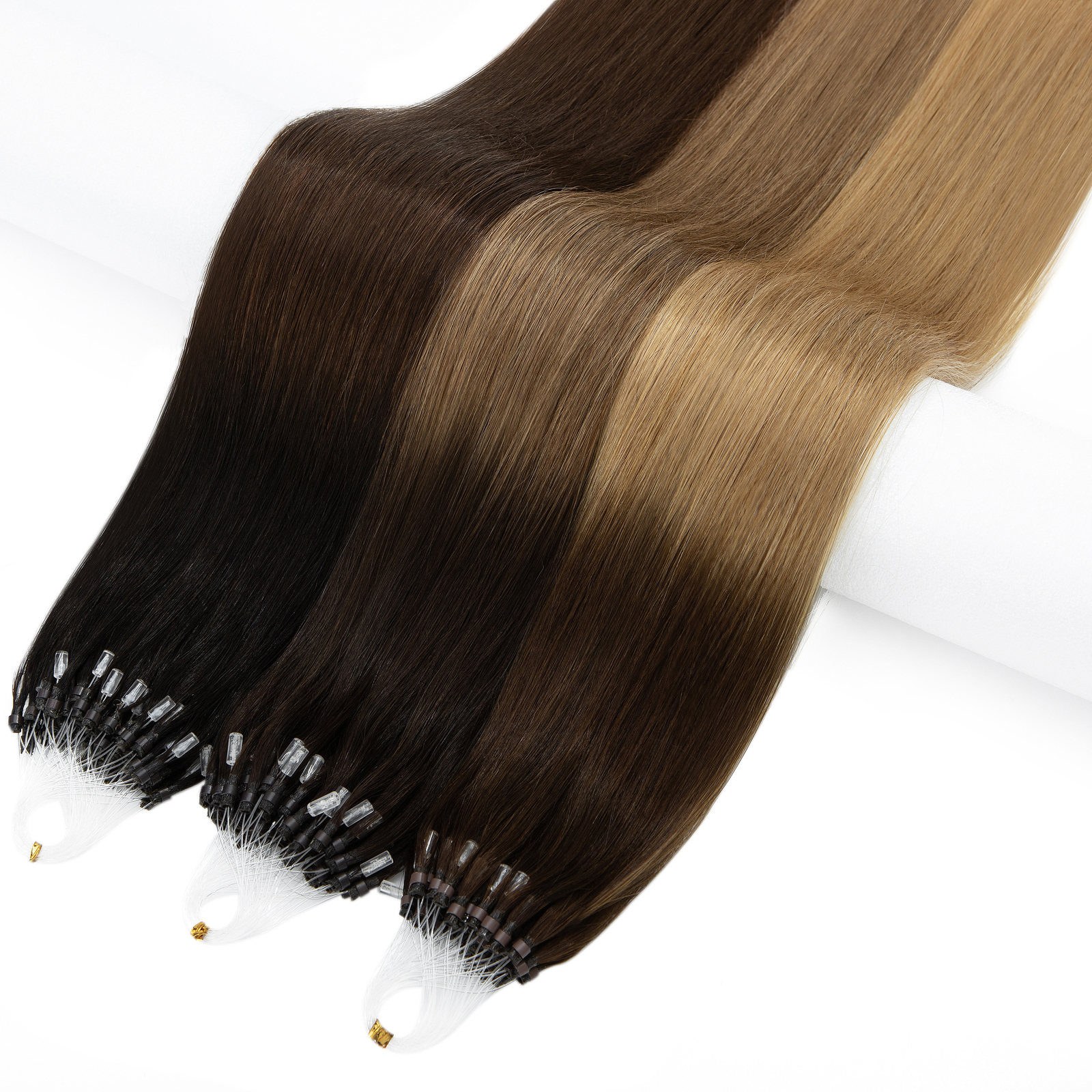 300 Strands Stick Pre Bonded Micro Loop Ring Remy Human Hair Extensions Balayage