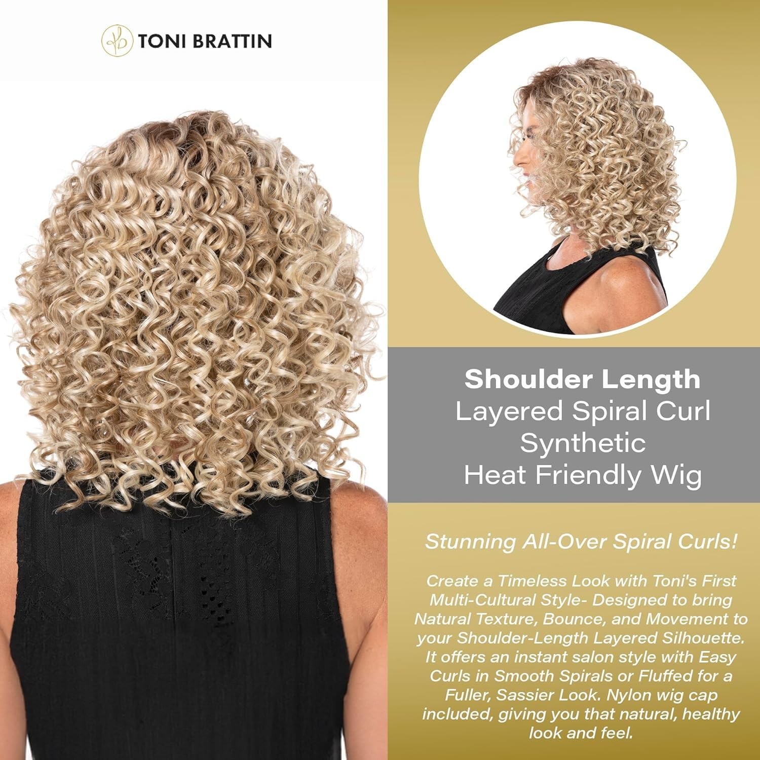 Toni Brattin Irresistible Wig Light Grey – Regular Cap Spiral Curl Lace Box
