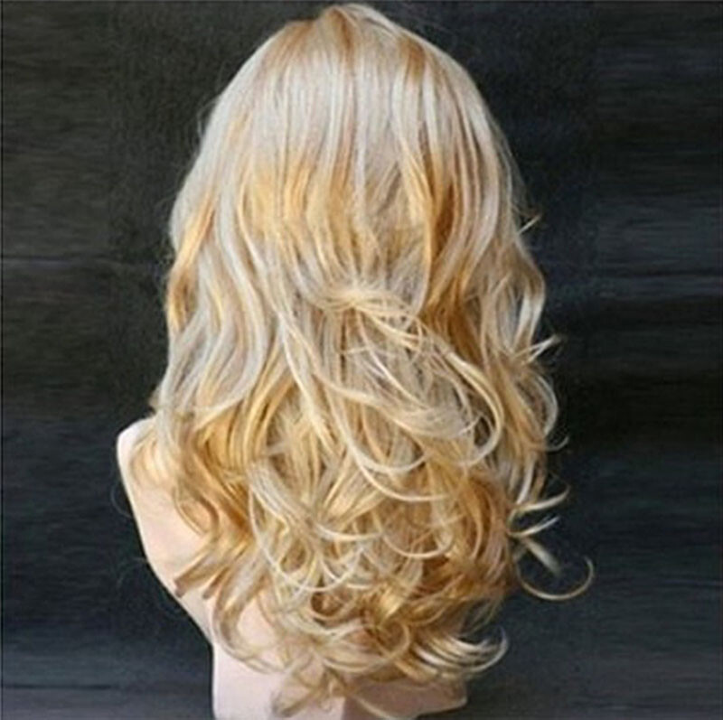 New Wigs for women with Bangs Long Wavy Blonde Balayage Red Black Synthetic Hair