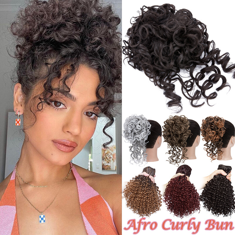 Extra Thick Curly Wavy Bun Drawstring Ponytail Hair Piece Extension Black Brown