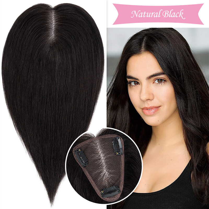 Clip In Remy Human Hair Extensions Free Part Top Topper Hairpiece Toupee 8*10CM