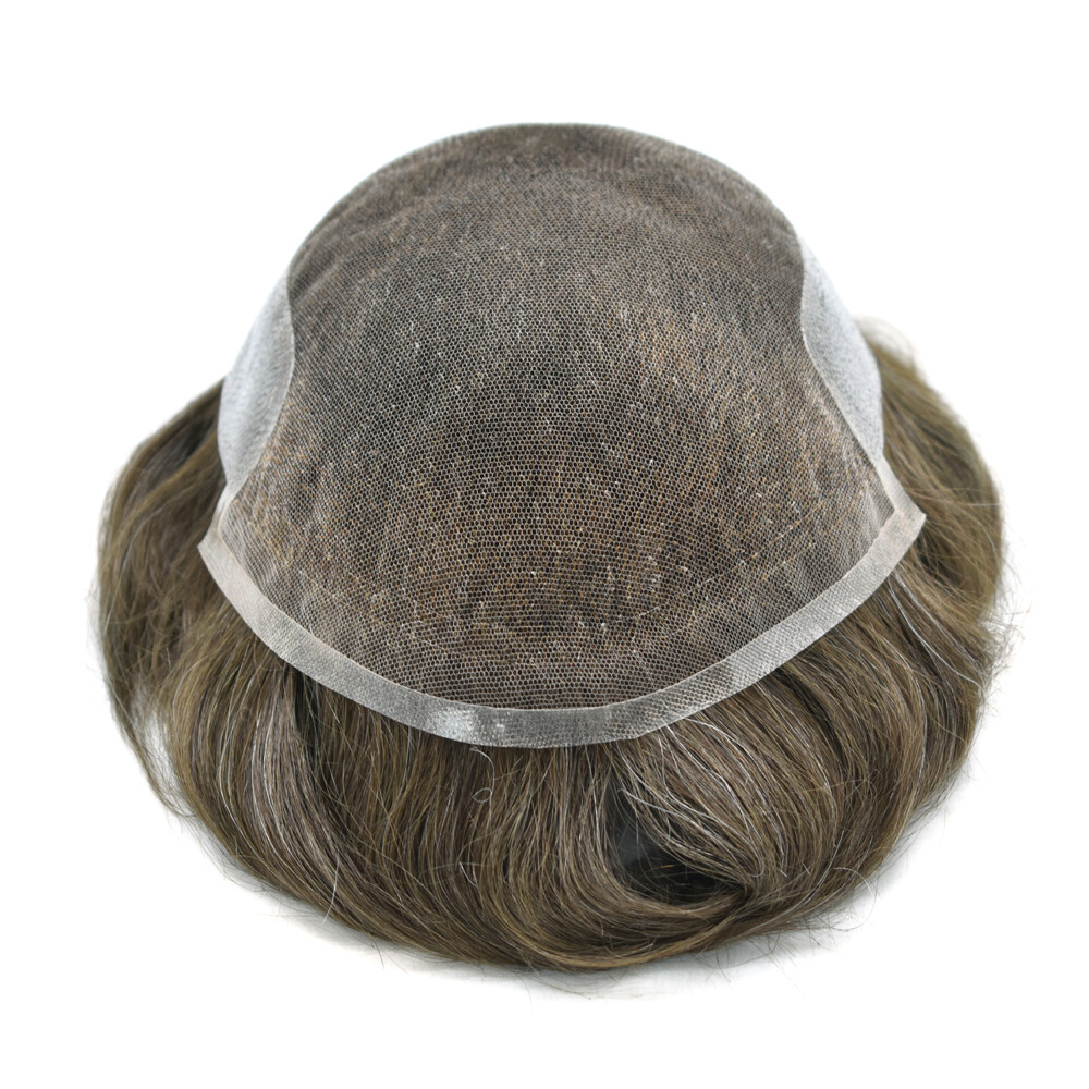 Mens Toupee French Lace Front Poly Pu Hairpiece Natural Hair Replacement Systems