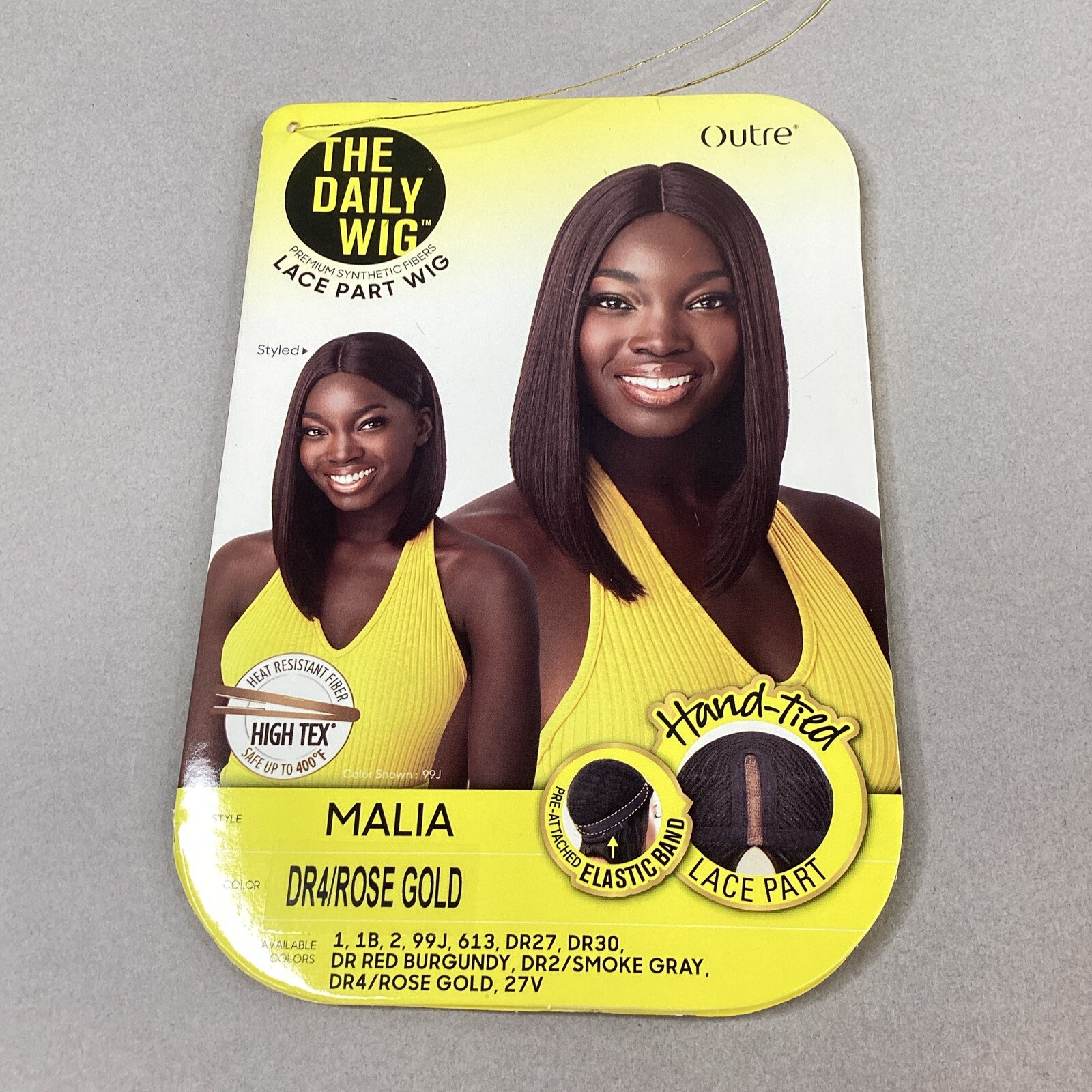Malia Short Straight #DR4/Rose Gold Dark Brown Premium Synthetic Lace Part Wig