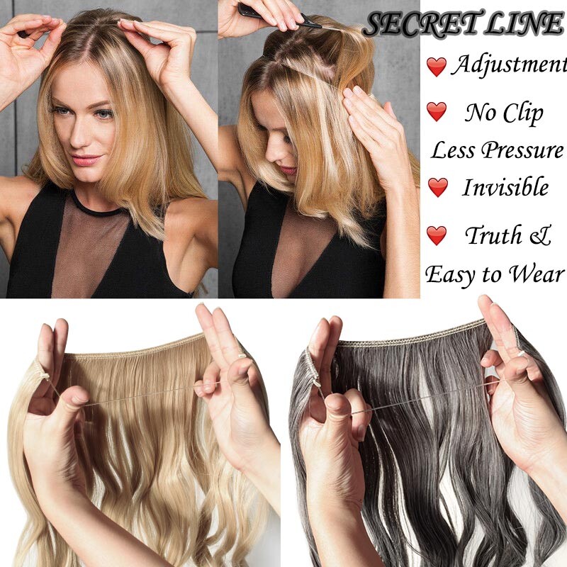 Mega Thick Top Secret Wire No Clip In No Pressure Hair Extensions One Piece Sotf