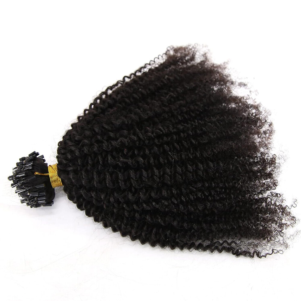 Afro Kinky Curly Micro Loop Ring Human Hair Extensions 1g/Strand 100g/Bundle