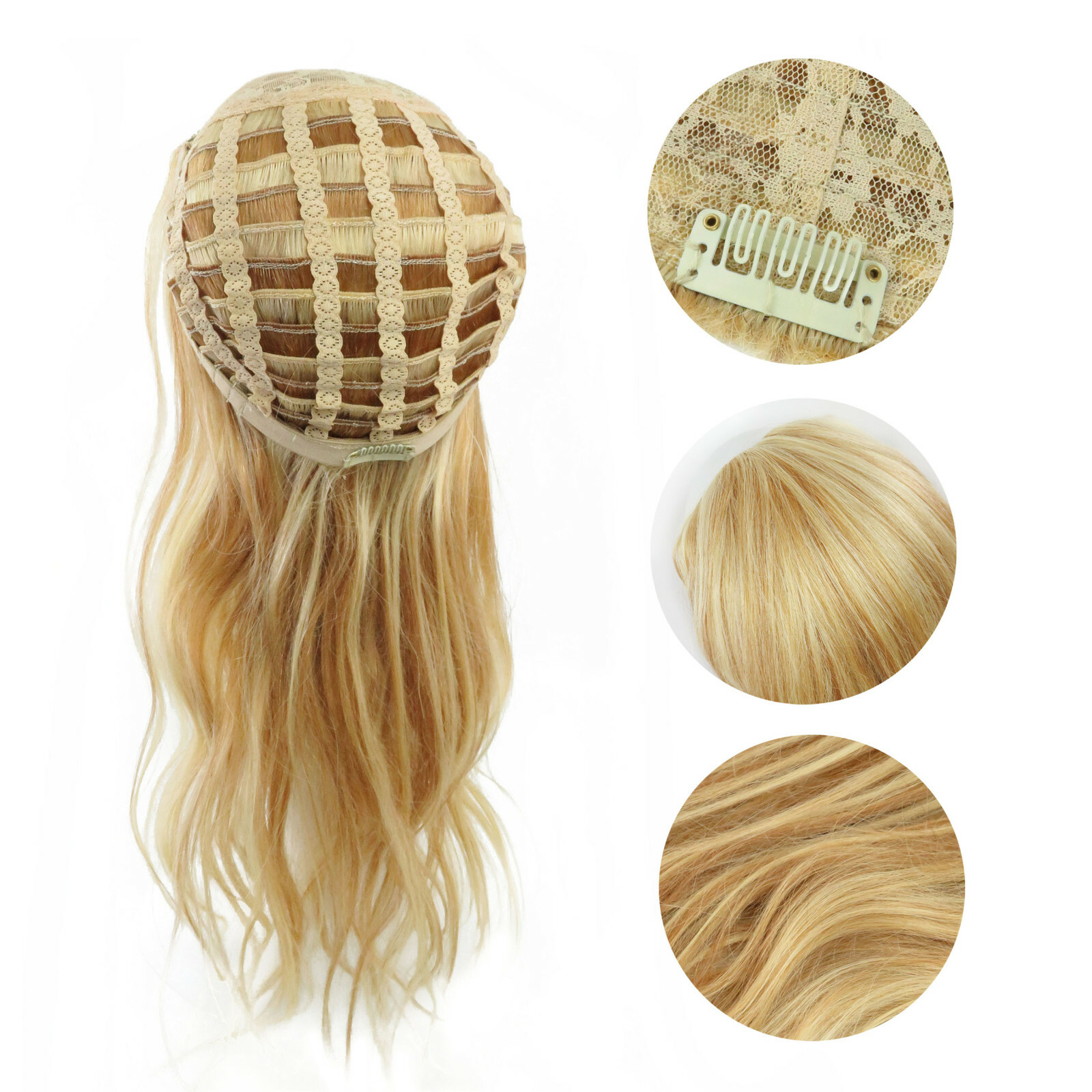8A Brazilian Body Wavy Hair Remy Human One Piece 3/4 Half Wig Machine Weft Cap