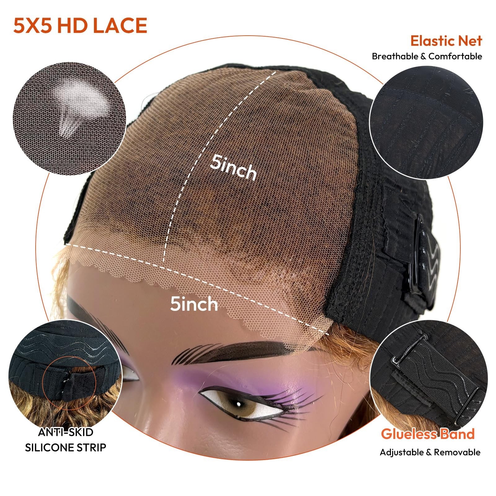 Deep Wave Bob Wig Human Hair Wear and Go Glueless Highlight 5×5 HD … Fast Ship