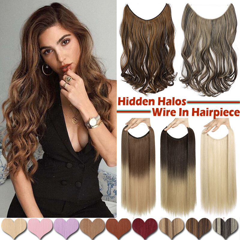 USA One Piece THICK 100% Real as Human Hidden Elastic Band Wire Hair Extensions