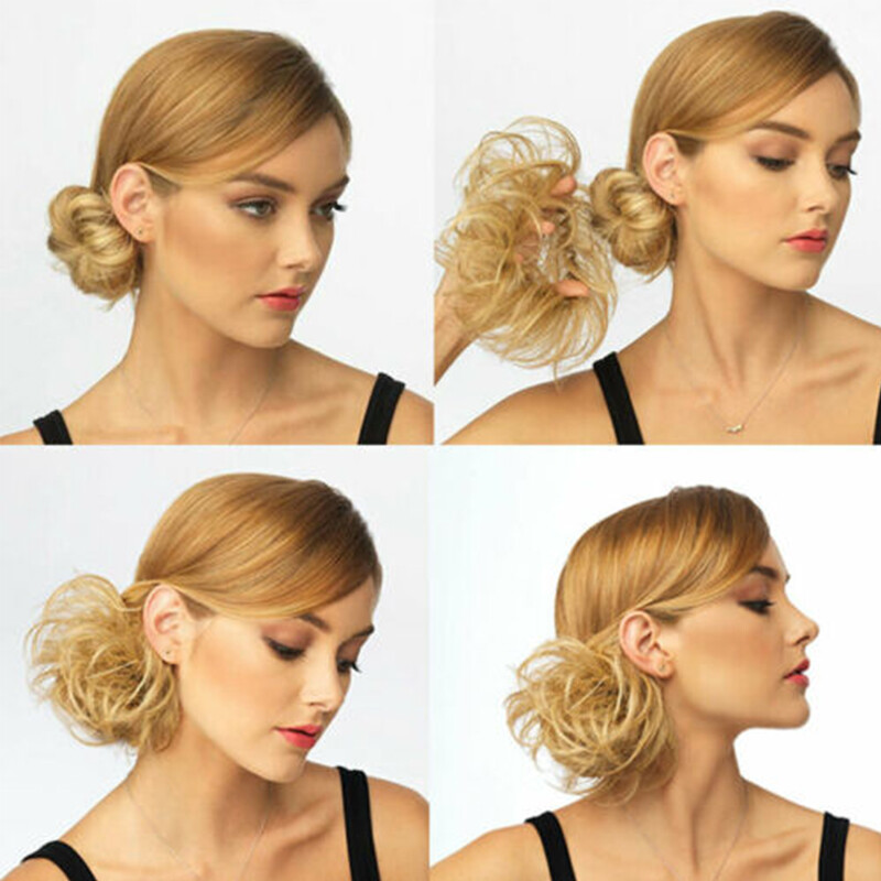 Real Natural Clip In As Human Hair Extension Bun Pony Tail Wrap On Scrunchie O6