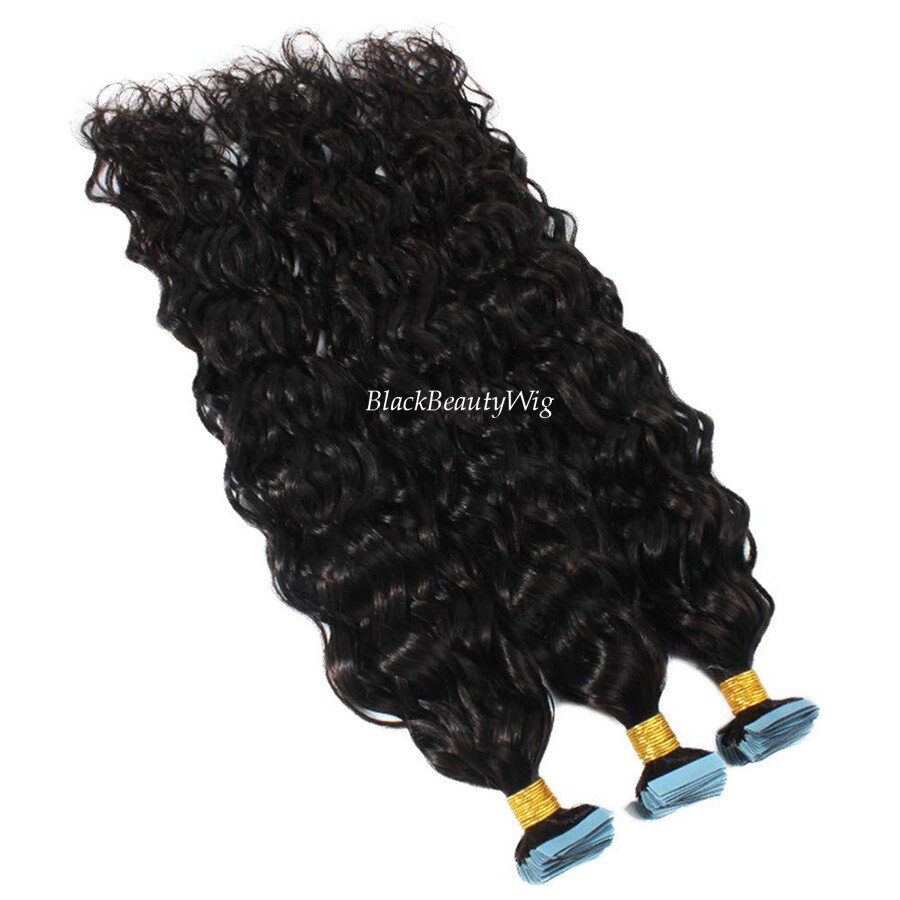 Water Wave Tape in Human Hair Extension Brazilian Skin Weft Tape on Hair 40Pcs