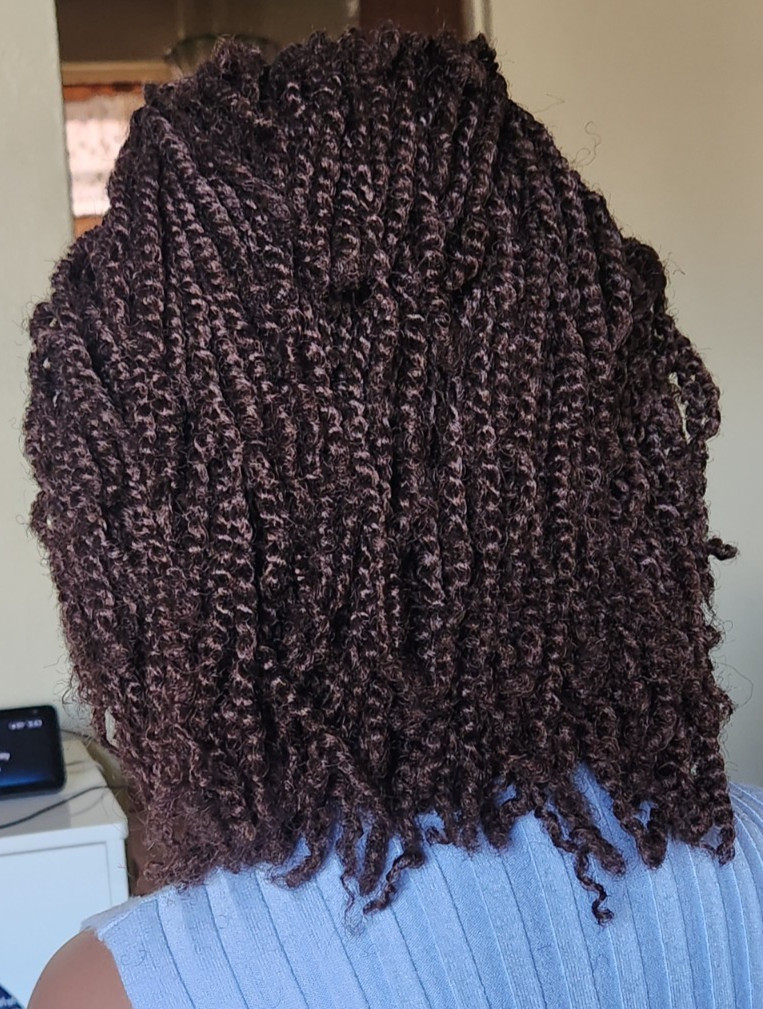Handmade Short twist braided full lace wig Dark brown