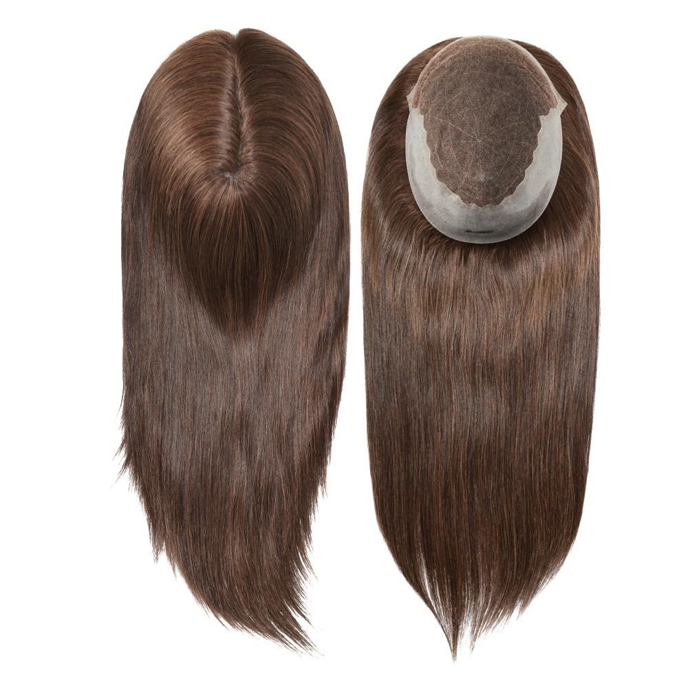 Wig For Womens Human Hair Replecement System Lace Poly Skin Medium Hairpieces Q6