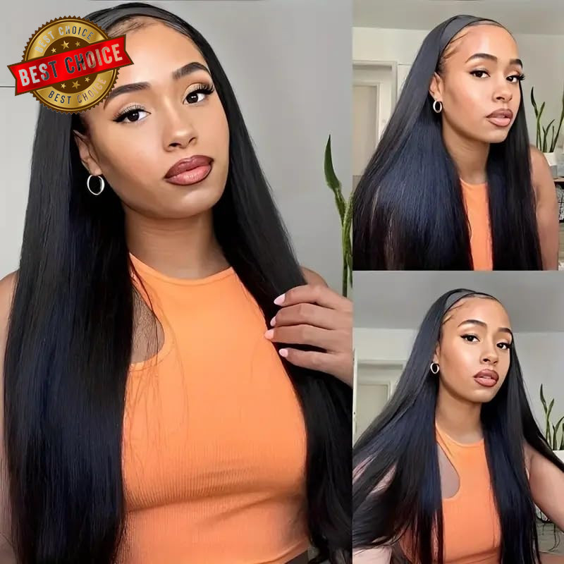 26 Inch Lace Front Wigs Human Hair Pre Plucked Straight Brazilian Glueless Lace