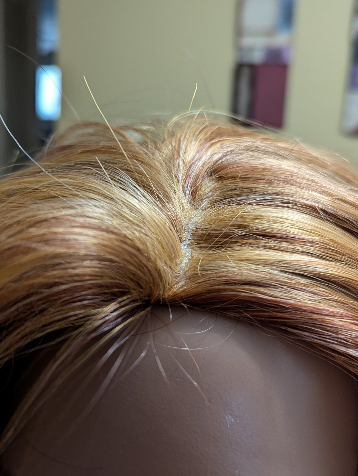 3/4 Synthetic Layer Straight Wig Color Red Copper Blonde 27C/29 Fringe Face Cut